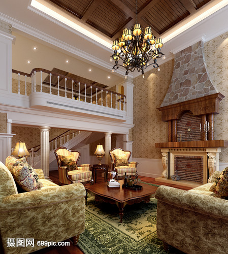 歐式別墅客廳效果圖 家具的藝術(shù)與氛圍營造